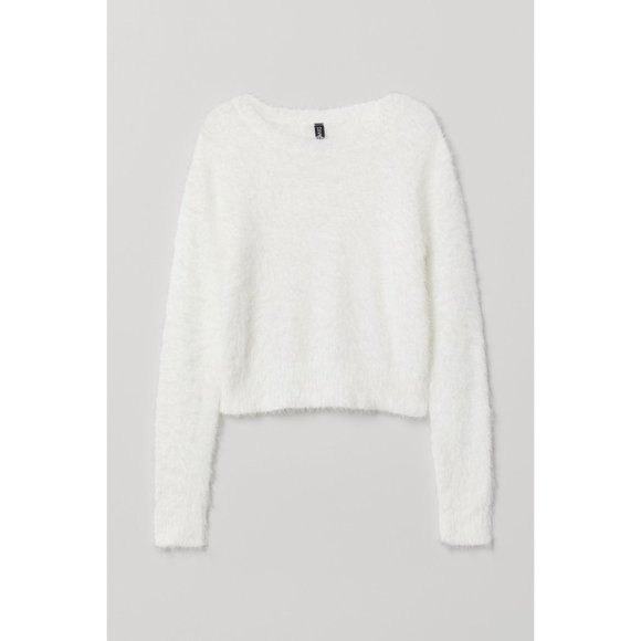 H&M BNWOT white fuzzy sweater - Picture 1 of 5